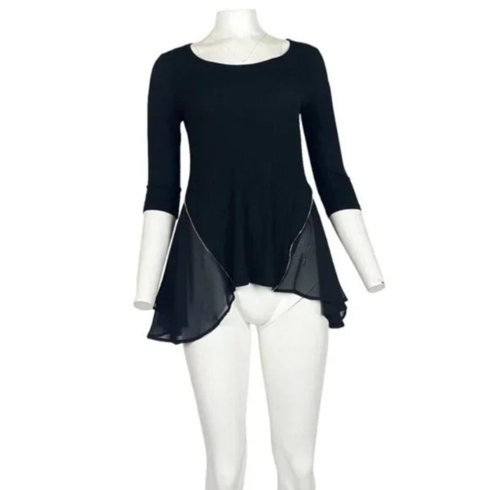 Kim & Cami Peplum Top Black Size Small